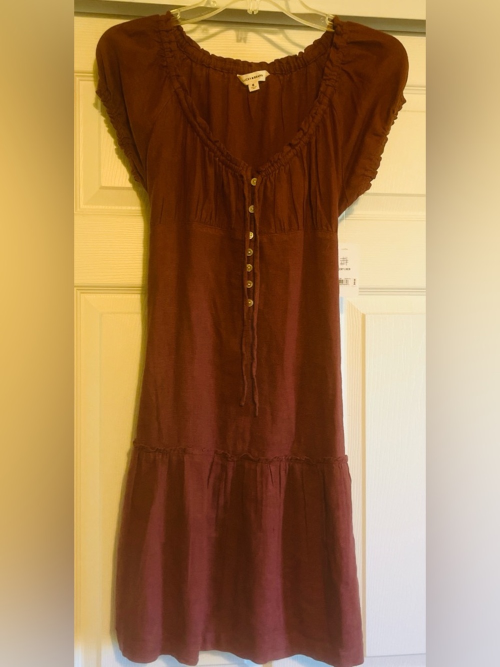 NWT M Lucky Brand linen Short-Sleeve Button Front Women's Dress